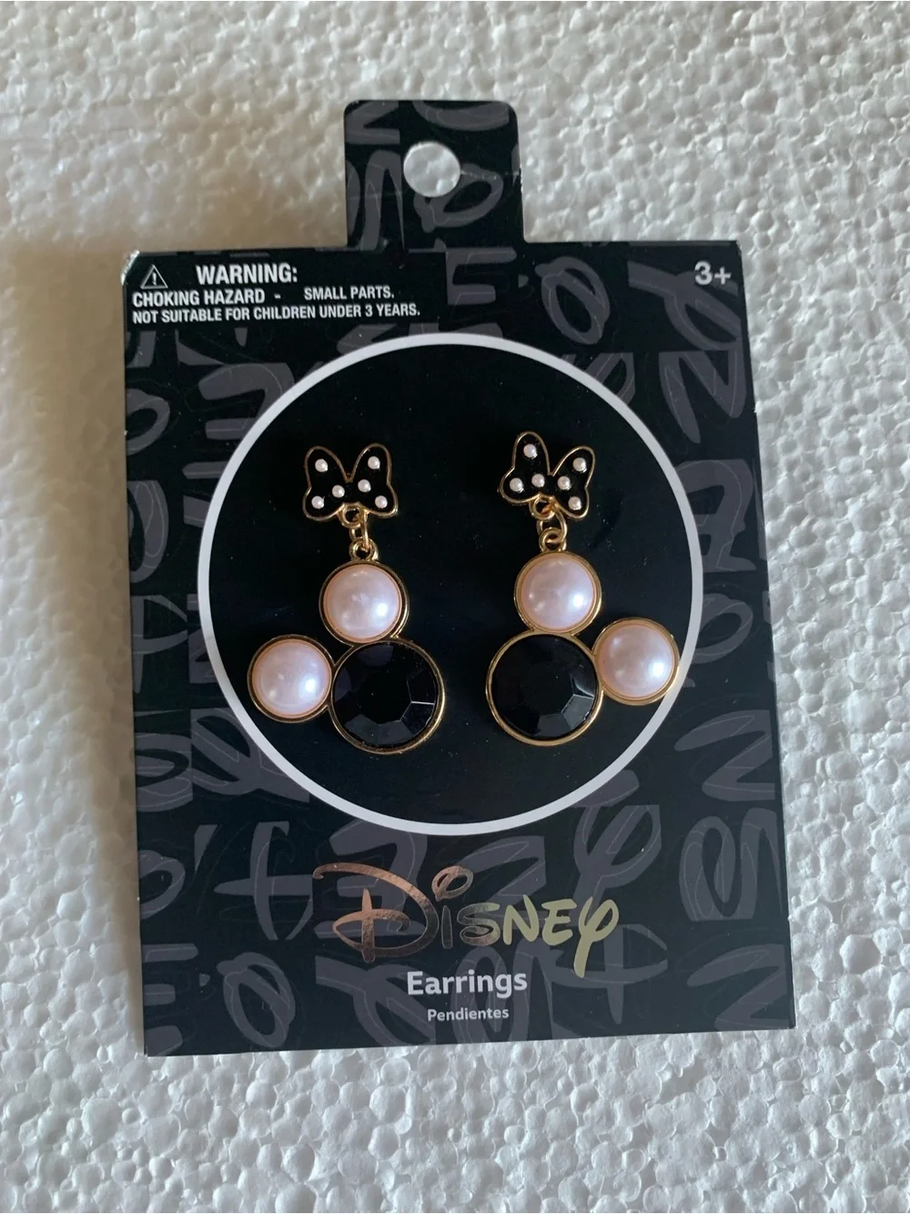 Disney Black and Pearl Bow Minnie Mouse Drop Earrings